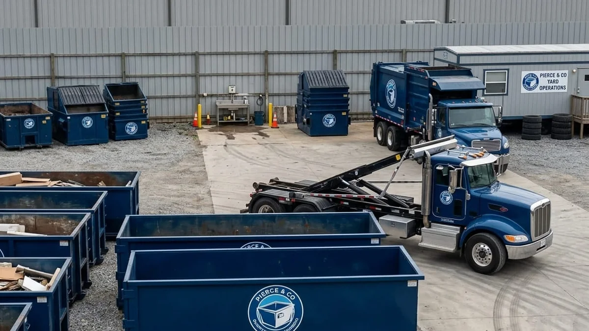 The Pierce & Co Dumpster Rental team in Asheboro Pierce & Co Dumpster Rental Asheboro crew at the Asheboro yard